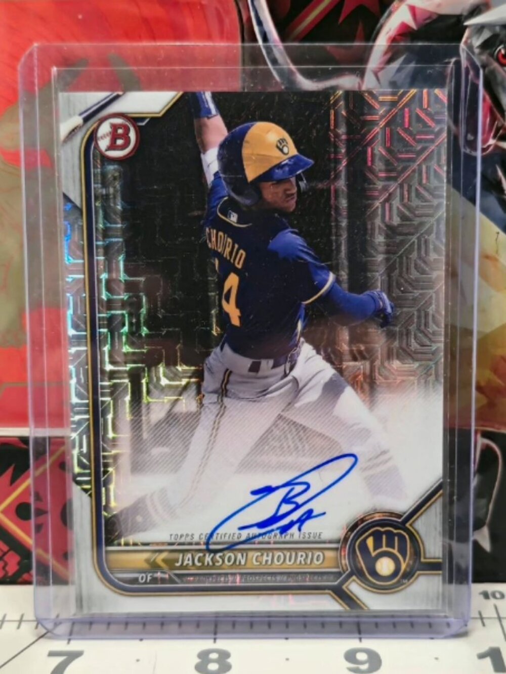 Jackson Chourio 2022 Bowman Chrome Baseball Card with Autograph